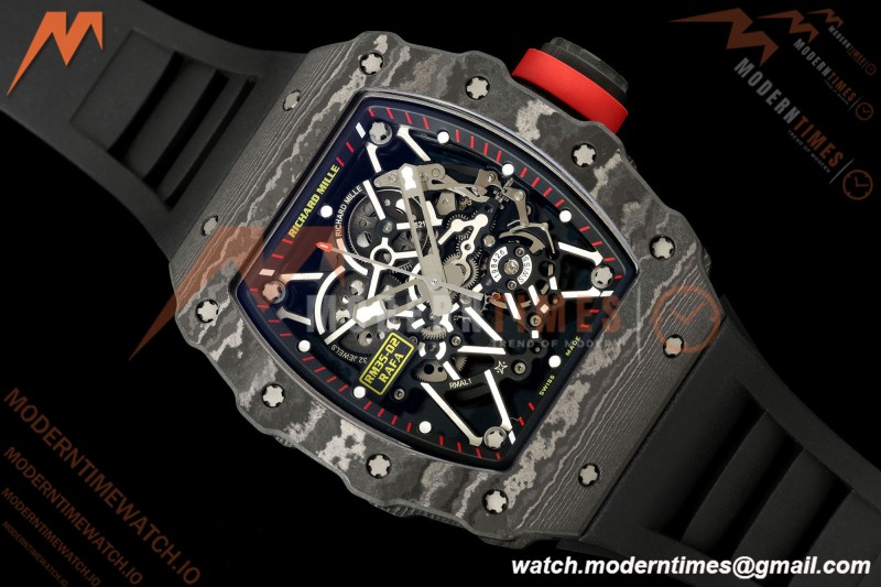 Richard Mille - RM35-02 Custom Made Black NTPT MOD Case FC/RU Blk/Blk Skeleton VAF RMAL1 Free Sprung | Richard Mille - RM35-02 맞춤 제작 블랙 NTPT MOD 케이스 FC/RU 블랙/블랙 스켈레톤 VAF RMAL1 프리 스프링