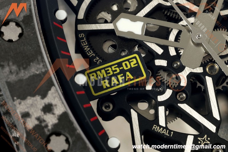 Richard Mille - RM35-02 Custom Made Black NTPT MOD Case FC/RU Blk/Blk Skeleton VAF RMAL1 Free Sprung | Richard Mille - RM35-02 맞춤 제작 블랙 NTPT MOD 케이스 FC/RU 블랙/블랙 스켈레톤 VAF RMAL1 프리 스프링