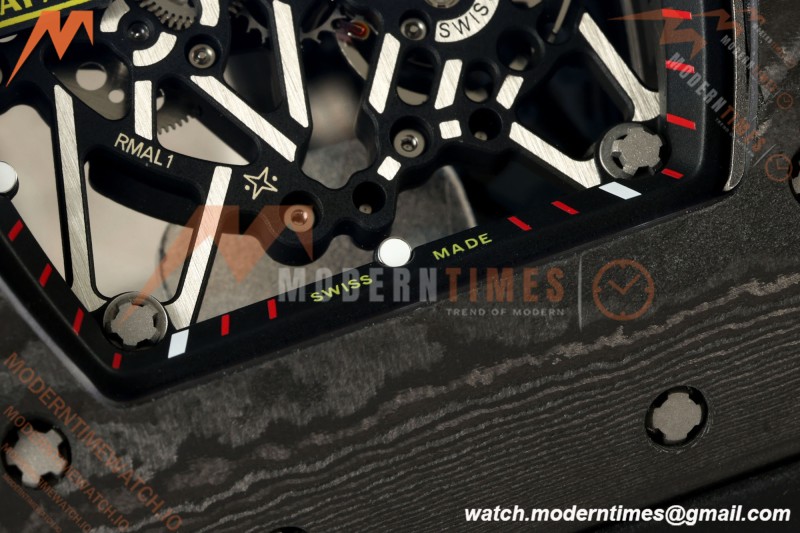Richard Mille - RM35-02 Custom Made Black NTPT MOD Case FC/RU Blk/Blk Skeleton VAF RMAL1 Free Sprung | Richard Mille - RM35-02 맞춤 제작 블랙 NTPT MOD 케이스 FC/RU 블랙/블랙 스켈레톤 VAF RMAL1 프리 스프링