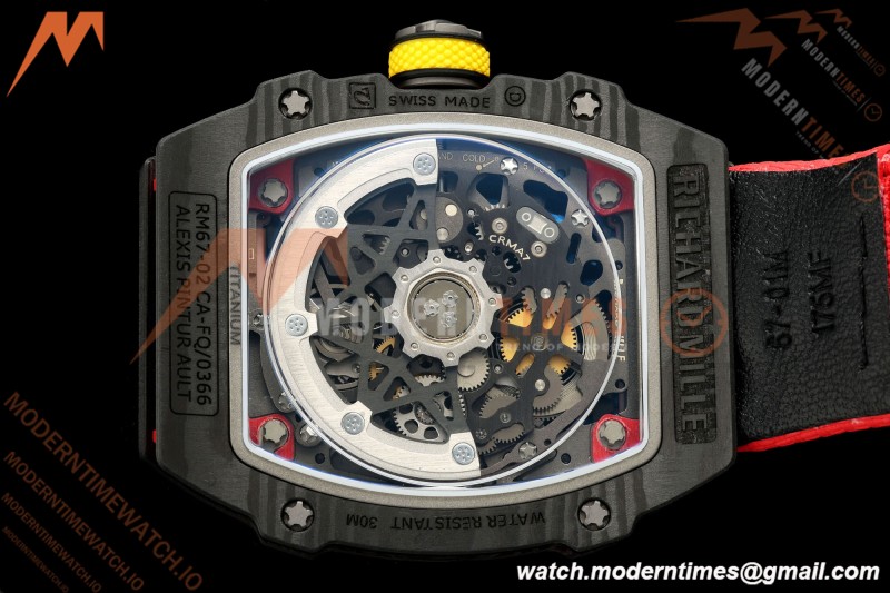 Richard Mille - RM67-02 Alexander Zverev Germany Edition Black NTPT Red/Yelw/Blk Skeleton AVF CRMA7