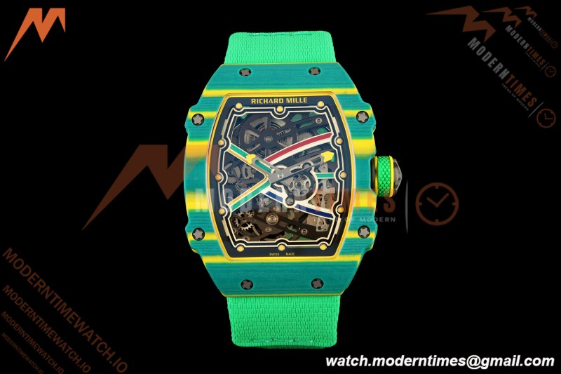 Richard Mille - RM67-02 Wayde van Niekerk South Africa Edition Green NTPT Blk/Red/Blu Skeleton AVF CRMA7 | Richard Mille - RM67-02 Wayde van Niekerk 남아프리카 에디션 그린 NTPT Blk/Red/Blu 스켈레톤 AVF CRMA7