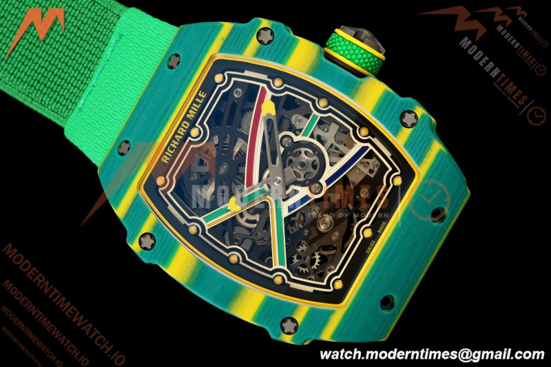 Richard Mille - RM67-02 Wayde van Niekerk South Africa Edition Green NTPT Blk/Red/Blu Skeleton AVF CRMA7 | Richard Mille - RM67-02 Wayde van Niekerk 남아프리카 에디션 그린 NTPT Blk/Red/Blu 스켈레톤 AVF CRMA7