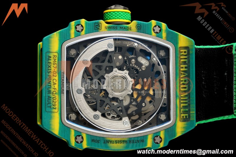 Richard Mille - RM67-02 Wayde van Niekerk South Africa Edition Green NTPT Blk/Red/Blu Skeleton AVF CRMA7 | Richard Mille - RM67-02 Wayde van Niekerk 남아프리카 에디션 그린 NTPT Blk/Red/Blu 스켈레톤 AVF CRMA7