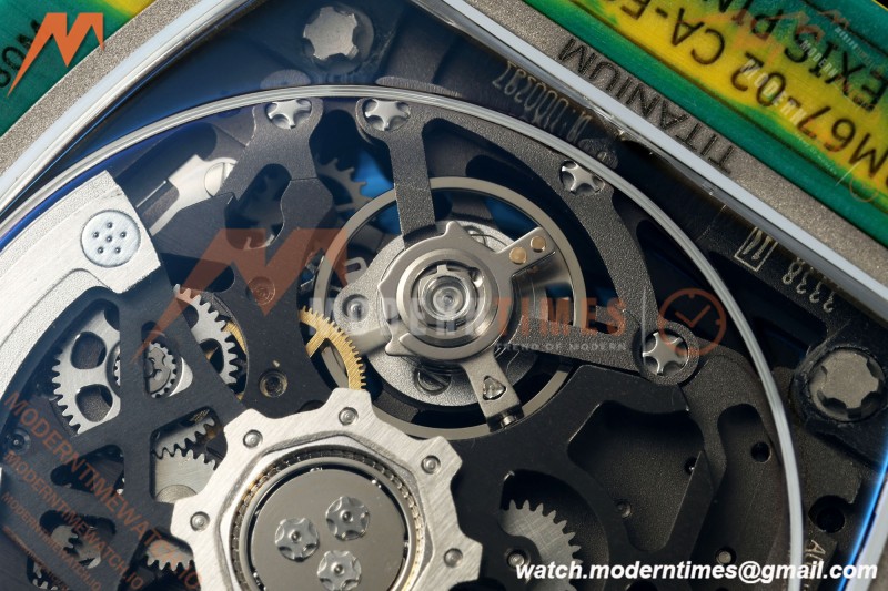 Richard Mille - RM67-02 Wayde van Niekerk South Africa Edition Green NTPT Blk/Red/Blu Skeleton AVF CRMA7 | Richard Mille - RM67-02 Wayde van Niekerk 남아프리카 에디션 그린 NTPT Blk/Red/Blu 스켈레톤 AVF CRMA7