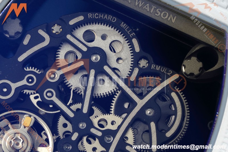 Richard Mille - RM055 Bubba Watson White CER/RU Blk/Blk Rehaut Skeleton Brushed Ribs RF RMUL2