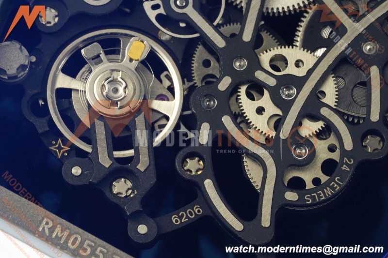 Richard Mille - RM055 Bubba Watson White CER/RU Blk/Blk Rehaut Skeleton Brushed Ribs RF RMUL2