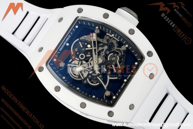 Richard Mille - RM055 Bubba Watson White CER/RU Blk/Blk Rehaut Skeleton Brushed Ribs RF RMUL2