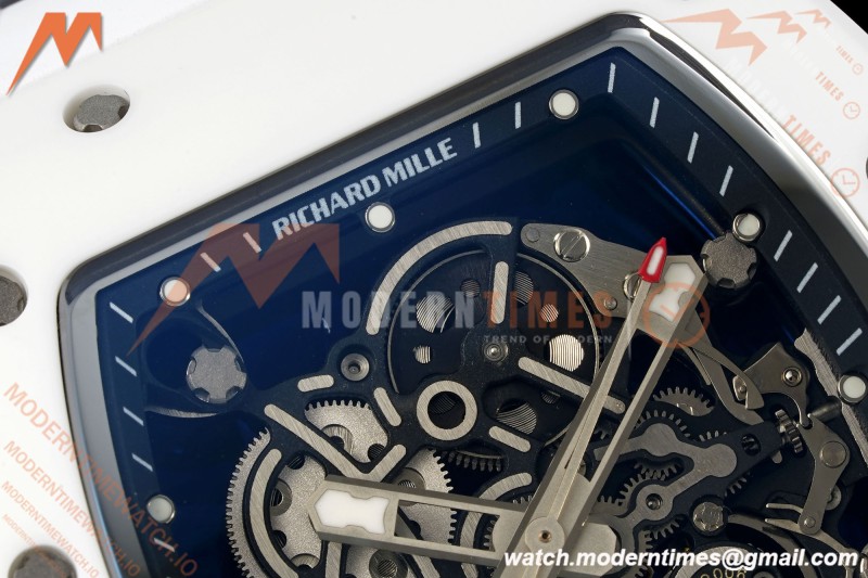 Richard Mille - RM055 Bubba Watson White CER/RU Blk/Blk Rehaut Skeleton Brushed Ribs RF RMUL2