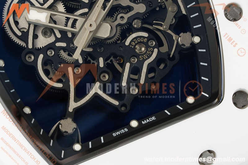 Richard Mille - RM055 Bubba Watson White CER/RU Blk/Blk Rehaut Skeleton Brushed Ribs RF RMUL2