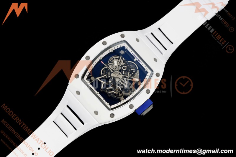 Richard Mille - RM055 Bubba Watson White CER/RU Blk/Wht Rehaut Skeleton Brushed Ribs RF RMUL2