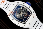 Richard Mille - RM055 Bubba Watson White CER/RU Blk/Wht Rehaut Skeleton Brushed Ribs RF RMUL2