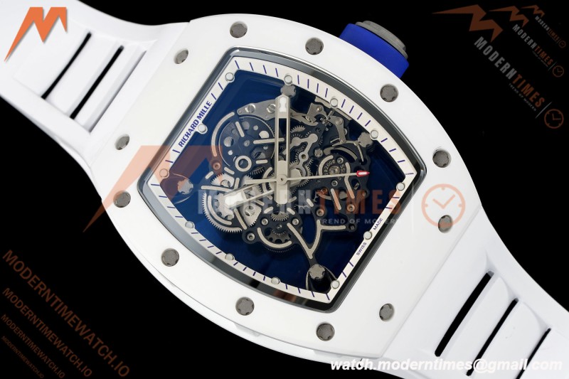 Richard Mille - RM055 Bubba Watson White CER/RU Blk/Wht Rehaut Skeleton Brushed Ribs RF RMUL2