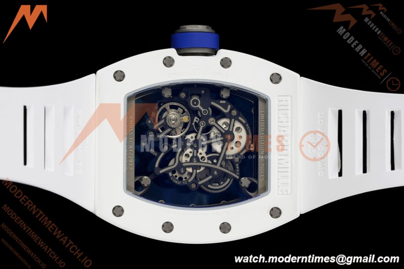 Richard Mille - RM055 Bubba Watson White CER/RU Blk/Wht Rehaut Skeleton Brushed Ribs RF RMUL2