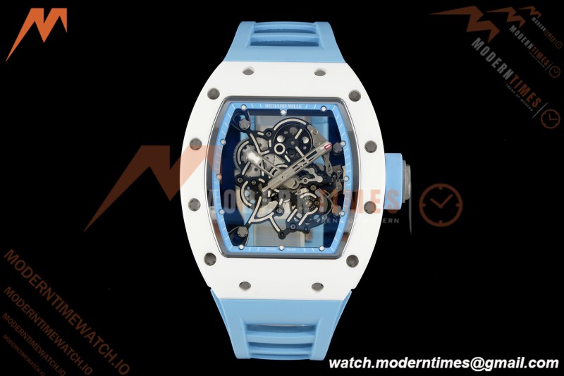 Richard Mille - RM055 Bubba Watson White CER/RU Blk/Blu Rehaut Skeleton Brushed Ribs RF RMUL2