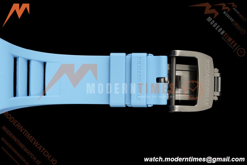 Richard Mille - RM055 Bubba Watson White CER/RU Blk/Blu Rehaut Skeleton Brushed Ribs RF RMUL2