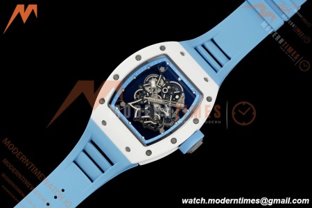 Richard Mille - RM055 Bubba Watson White CER/RU Blk/Blu Rehaut Skeleton Brushed Ribs RF RMUL2