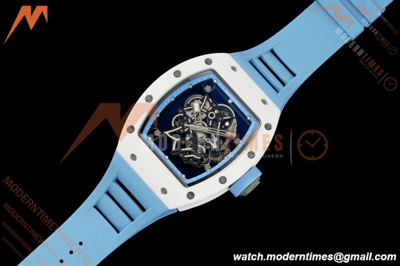 Richard Mille - RM055 Bubba Watson White CER/RU Blk/Blu Rehaut Skeleton Brushed Ribs RF RMUL2