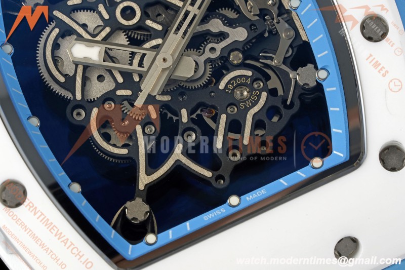 Richard Mille - RM055 Bubba Watson White CER/RU Blk/Blu Rehaut Skeleton Brushed Ribs RF RMUL2
