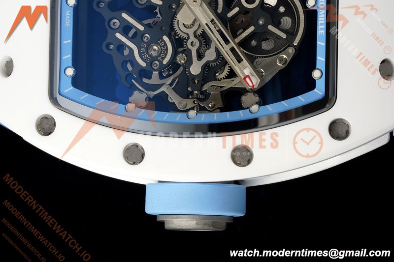 Richard Mille - RM055 Bubba Watson White CER/RU Blk/Blu Rehaut Skeleton Brushed Ribs RF RMUL2