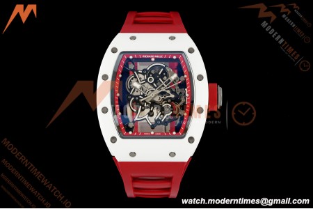 Richard Mille - RM055 Bubba Watson White CER/RU Blk/Red Rehaut Skeleton Brushed Ribs RF RMUL2