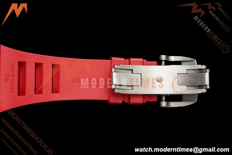 Richard Mille - RM055 Bubba Watson White CER/RU Blk/Red Rehaut Skeleton Brushed Ribs RF RMUL2