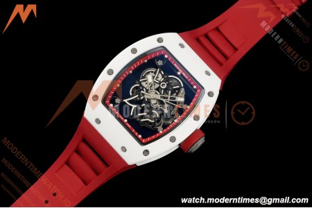 Richard Mille - RM055 Bubba Watson White CER/RU Blk/Red Rehaut Skeleton Brushed Ribs RF RMUL2