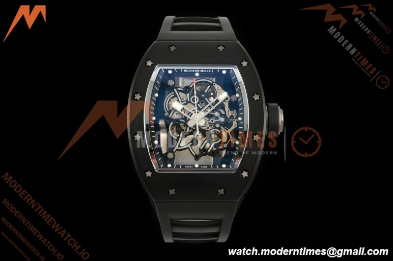 Richard Mille - RM055 Bubba Watson Asia Edition Black CER/RU Blk/Silv Rehaut Skeleton APSF RMUL2 | Richard Mille - RM055 버바 왓슨 아시아 에디션 블랙 CER/RU Blk/Silv Rehaut 스켈레톤 APSF RMUL2
