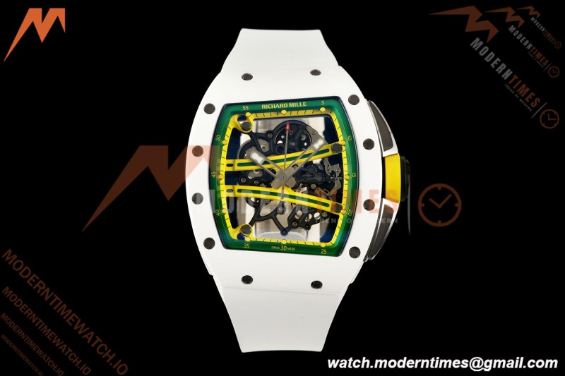 Richard Mille - RM061 Asian Limited Edition White Ceramic Wht/Grn/Yelw Skeleton UMI Free Sprung Titanium RMUL2 | 리차드 밀 - RM061 아시아 한정판 화이트 세라믹 화이트/그린/옐로우 스켈레톤 UMI 프리 스프링 티타늄 RMUL2