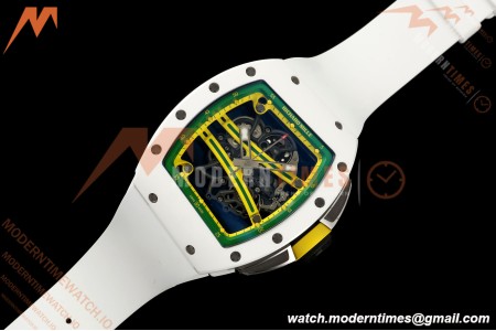 Richard Mille - RM061 Asian Limited Edition White Ceramic Wht/Grn/Yelw Skeleton UMI Free Sprung Titanium RMUL2 | 리차드 밀 - RM061 아시아 한정판 화이트 세라믹 화이트/그린/옐로우 스켈레톤 UMI 프리 스프링 티타늄 RMUL2