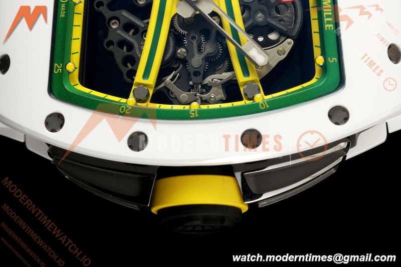 Richard Mille - RM061 Asian Limited Edition White Ceramic Wht/Grn/Yelw Skeleton UMI Free Sprung Titanium RMUL2 | 리차드 밀 - RM061 아시아 한정판 화이트 세라믹 화이트/그린/옐로우 스켈레톤 UMI 프리 스프링 티타늄 RMUL2