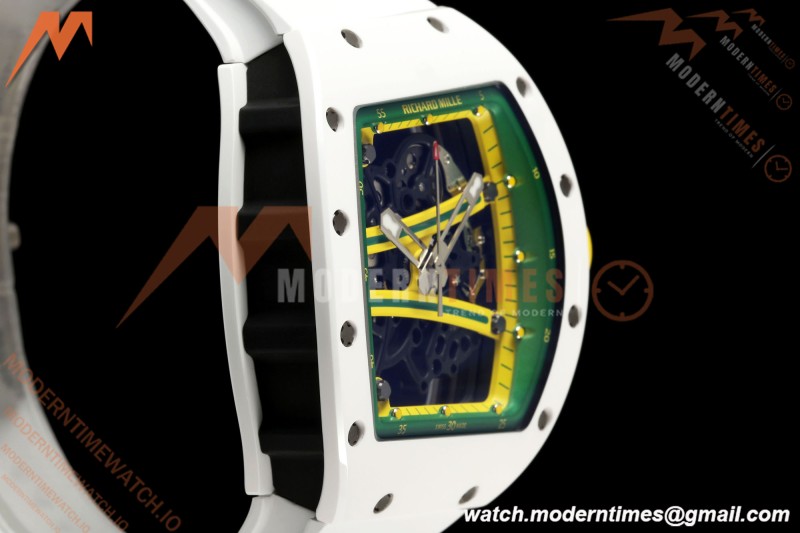 Richard Mille - RM061 Asian Limited Edition White Ceramic Wht/Grn/Yelw Skeleton UMI Free Sprung Titanium RMUL2 | 리차드 밀 - RM061 아시아 한정판 화이트 세라믹 화이트/그린/옐로우 스켈레톤 UMI 프리 스프링 티타늄 RMUL2