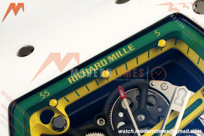 Richard Mille - RM061 Asian Limited Edition White Ceramic Wht/Grn/Yelw Skeleton UMI Free Sprung Titanium RMUL2 | 리차드 밀 - RM061 아시아 한정판 화이트 세라믹 화이트/그린/옐로우 스켈레톤 UMI 프리 스프링 티타늄 RMUL2