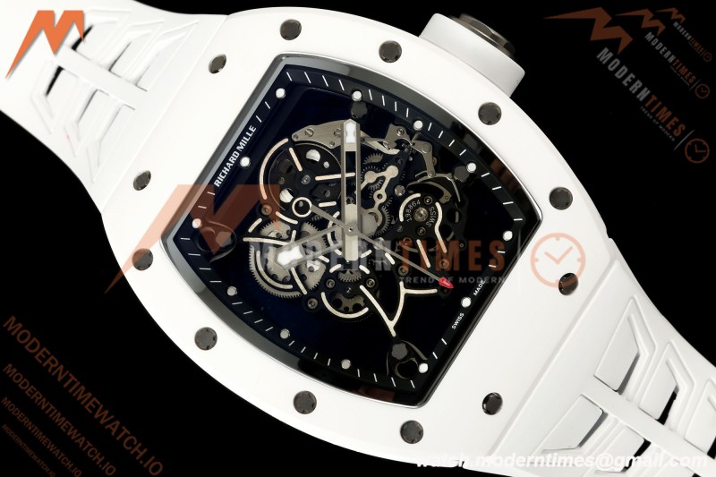 Richard Mille - RM055 Bubba Watson White CER/RU Black Rehaut Skeleton UMI RMUL2 Free Sprung