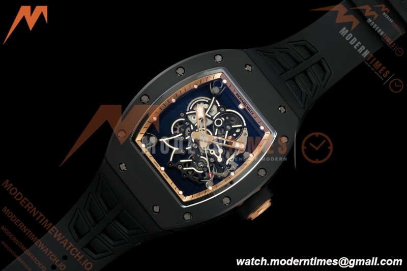 Richard Mille - RM055 Bubba Watson Asia Edition Black CER/RU BLK/RG Rehaut Skeleton UMI RMUL2 Free Sprung | Richard Mille - RM055 Bubba Watson 아시아 에디션 블랙 CER/RU BLK/RG Rehaut Skeleton UMI RMUL2 프리 스프링
