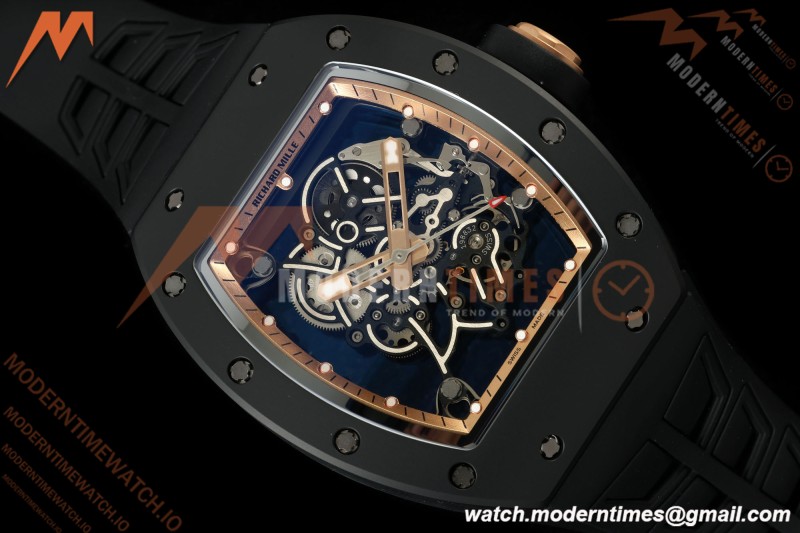 Richard Mille - RM055 Bubba Watson Asia Edition Black CER/RU BLK/RG Rehaut Skeleton UMI RMUL2 Free Sprung | Richard Mille - RM055 Bubba Watson 아시아 에디션 블랙 CER/RU BLK/RG Rehaut Skeleton UMI RMUL2 프리 스프링