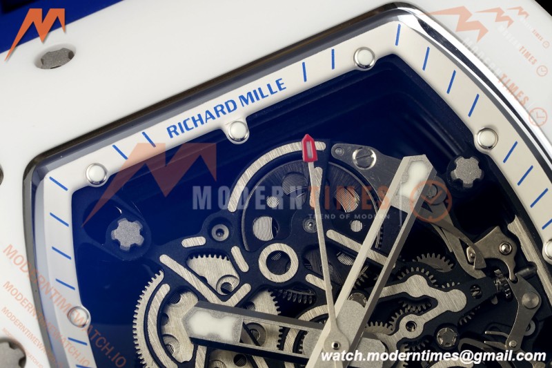 Richard Mille - RM055 Bubba Watson Japan Edition White Cer/Ru Blk/Wht Rehaut Skeleton Brushed Ribs MLF V2 RMUL2