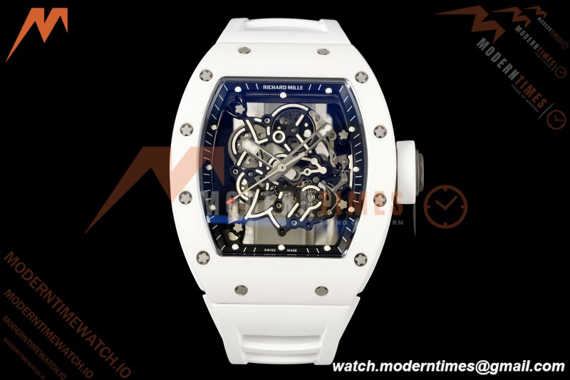 Richard Mille - RM055 Bubba Watson White CER/RU Blk/Blk Rehaut Skeleton Brushed Ribs MLF V2 RMUL2