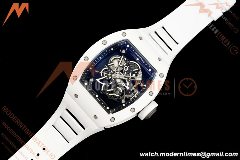 Richard Mille - RM055 Bubba Watson White CER/RU Blk/Blk Rehaut Skeleton Brushed Ribs MLF V2 RMUL2