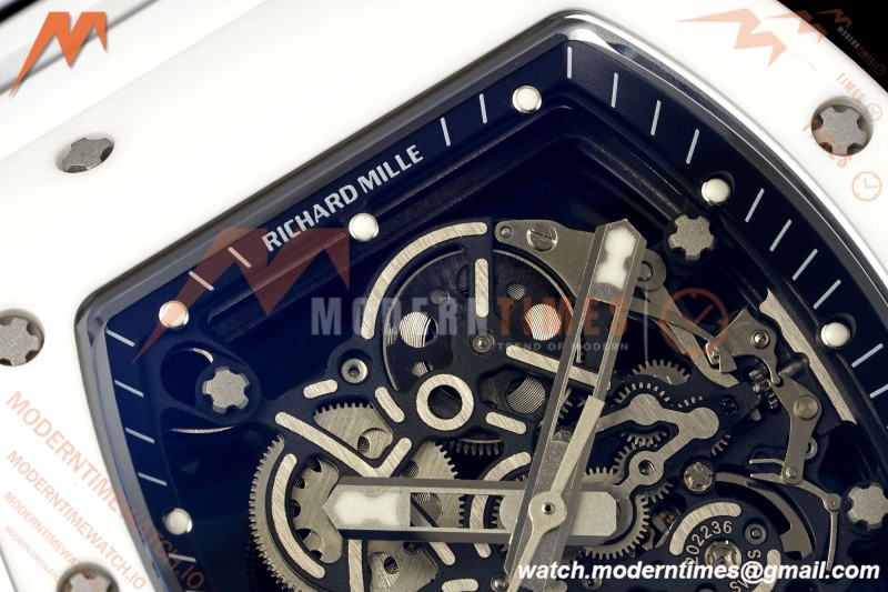 Richard Mille - RM055 Bubba Watson White CER/RU Blk/Blk Rehaut Skeleton Brushed Ribs MLF V2 RMUL2