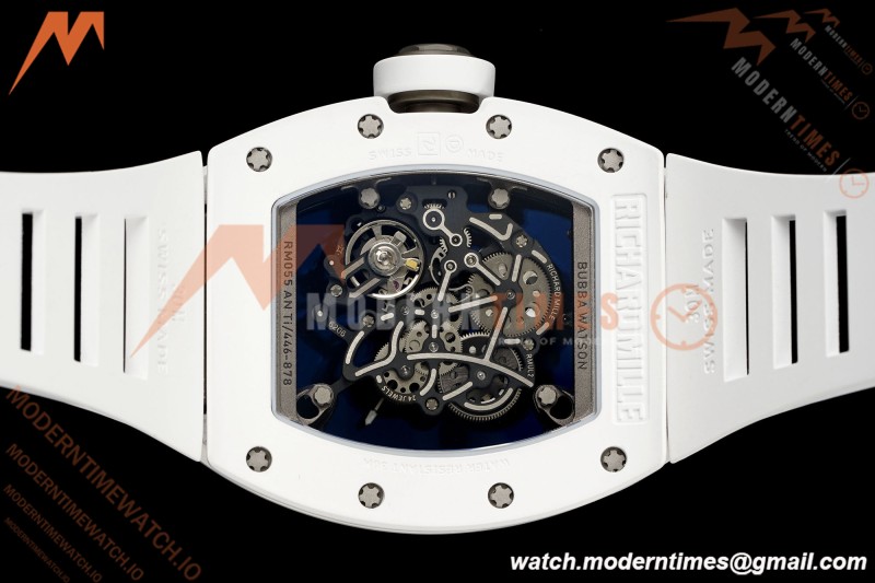 Richard Mille - RM055 Bubba Watson White CER/RU Blk/Blk Rehaut Skeleton Brushed Ribs MLF V2 RMUL2