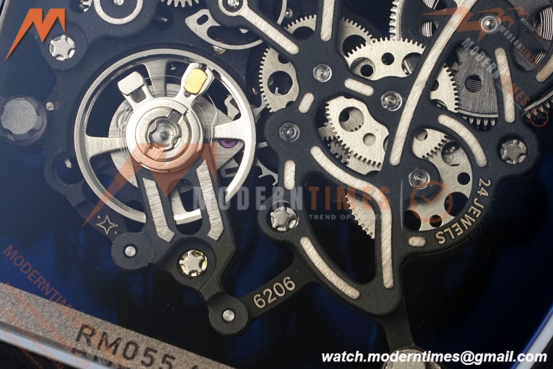 Richard Mille - RM055 Bubba Watson Dubai Edition Black CER/RU Blk/Blk Rehaut Skeleton Brushed Ribs MLF V2 RMUL2 | 리차드 밀 - RM055 버바 왓슨 두바이 에디션 블랙 CER/RU 블랙/블랙 리하우트 스켈레톤 브러시드 리브 MLF V2 RMUL2