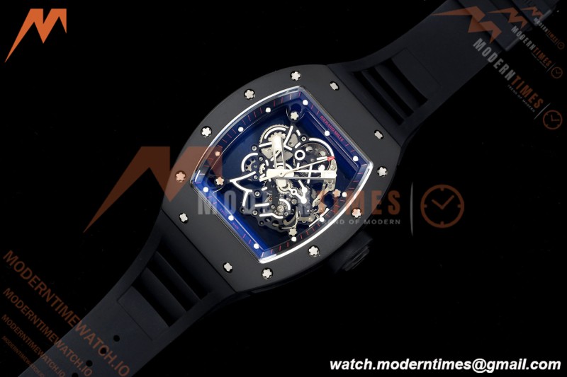 Richard Mille - RM055 Bubba Watson Dubai Edition Black CER/RU Blk/Blk Rehaut Skeleton Brushed Ribs MLF V2 RMUL2 | 리차드 밀 - RM055 버바 왓슨 두바이 에디션 블랙 CER/RU 블랙/블랙 리하우트 스켈레톤 브러시드 리브 MLF V2 RMUL2