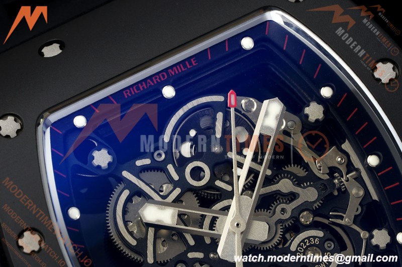 Richard Mille - RM055 Bubba Watson Dubai Edition Black CER/RU Blk/Blk Rehaut Skeleton Brushed Ribs MLF V2 RMUL2 | 리차드 밀 - RM055 버바 왓슨 두바이 에디션 블랙 CER/RU 블랙/블랙 리하우트 스켈레톤 브러시드 리브 MLF V2 RMUL2