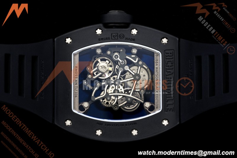 Richard Mille - RM055 Bubba Watson Dubai Edition Black CER/RU Blk/Blk Rehaut Skeleton Brushed Ribs MLF V2 RMUL2 | 리차드 밀 - RM055 버바 왓슨 두바이 에디션 블랙 CER/RU 블랙/블랙 리하우트 스켈레톤 브러시드 리브 MLF V2 RMUL2