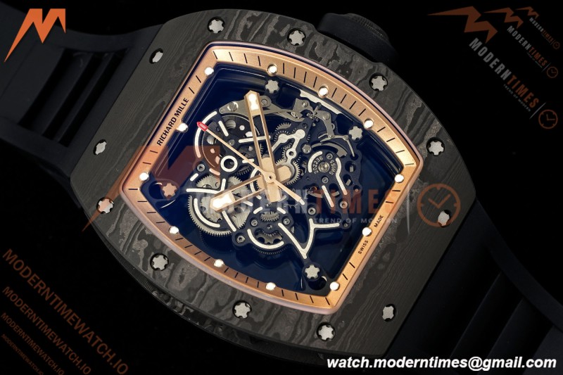 Richard Mille - RM055 Bubba Watson Asia Edition Black NTPT/RU BLK/RG Rehaut Skeleton Brushed Ribs MLF V2 RMUL2