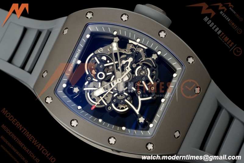 Richard Mille - RM055 Bubba Watson Boutique Edition Grey CER/RU Blk/Grey Rehaut Skeleton Brushed Ribs MLF V2 RMUL2