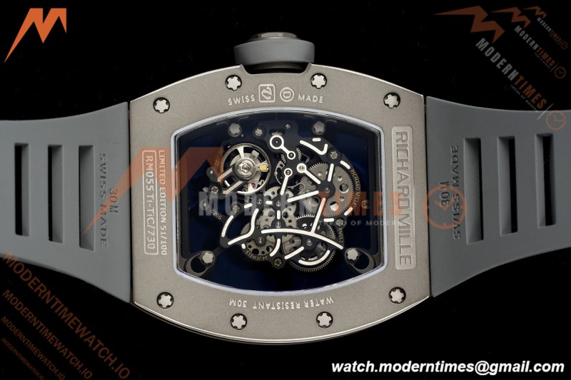 Richard Mille - RM055 Bubba Watson Boutique Edition Grey CER/RU Blk/Grey Rehaut Skeleton Brushed Ribs MLF V2 RMUL2