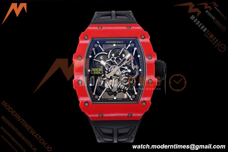 Richard Mille - RM35-02 Rafael Nadal Red NTPT/RU Blk/Blk Rehaut Skeleton UMI RMAL1 Free Sprung