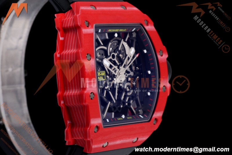 Richard Mille - RM35-02 Rafael Nadal Red NTPT/RU Blk/Blk Rehaut Skeleton UMI RMAL1 Free Sprung