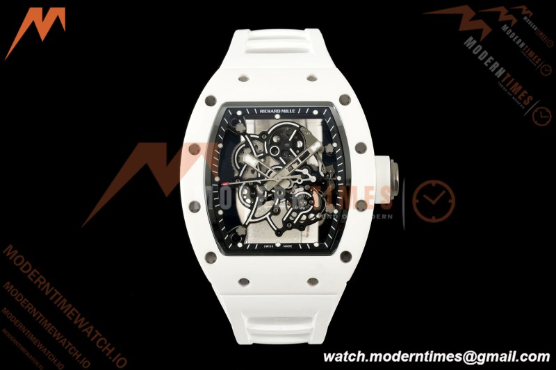 Richard Mille - RM055 Bubba Watson White CER/RU Blk/Blk Rehaut Skeleton A9F RMUL2 Free Sprung
